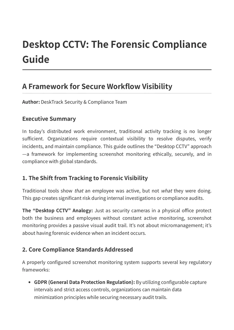 Desktop CCTV Compliance Framework Guide