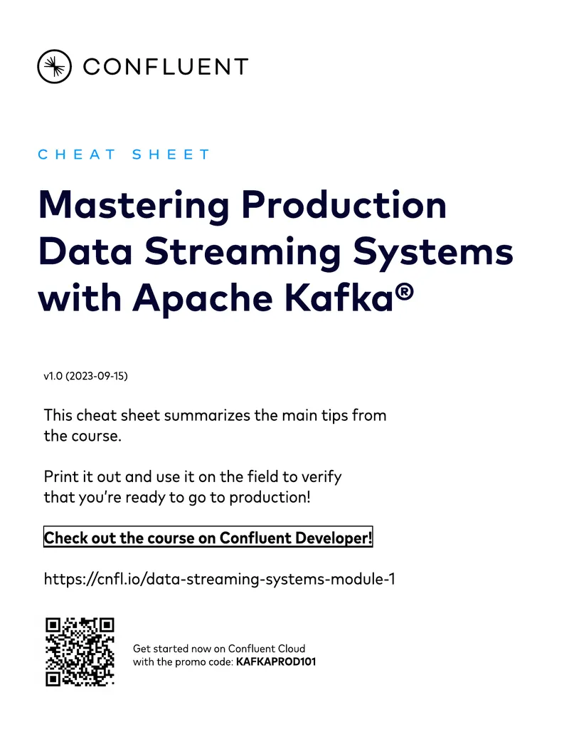 Mastering Production Data Streaming Systems Cheat Sheet