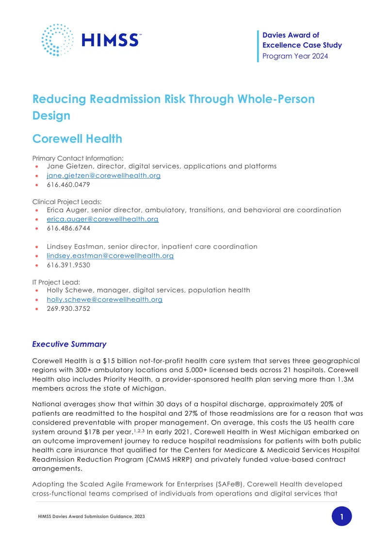 Reducing Readmission Risk Through Whole-Person Design