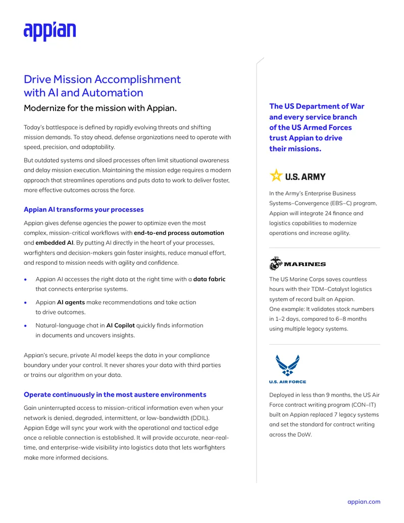 Integration of Appian Solutions in Defense Operations