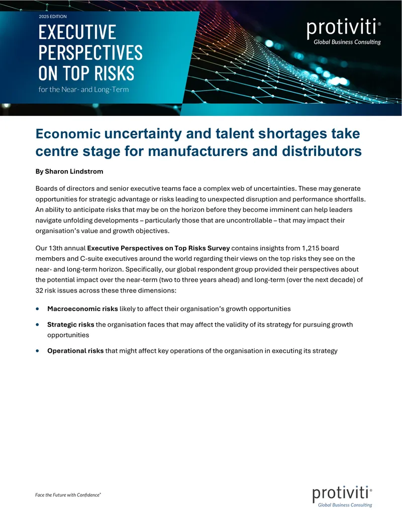 Executive Perspectives on Top Risks Survey 2025 preview page 1