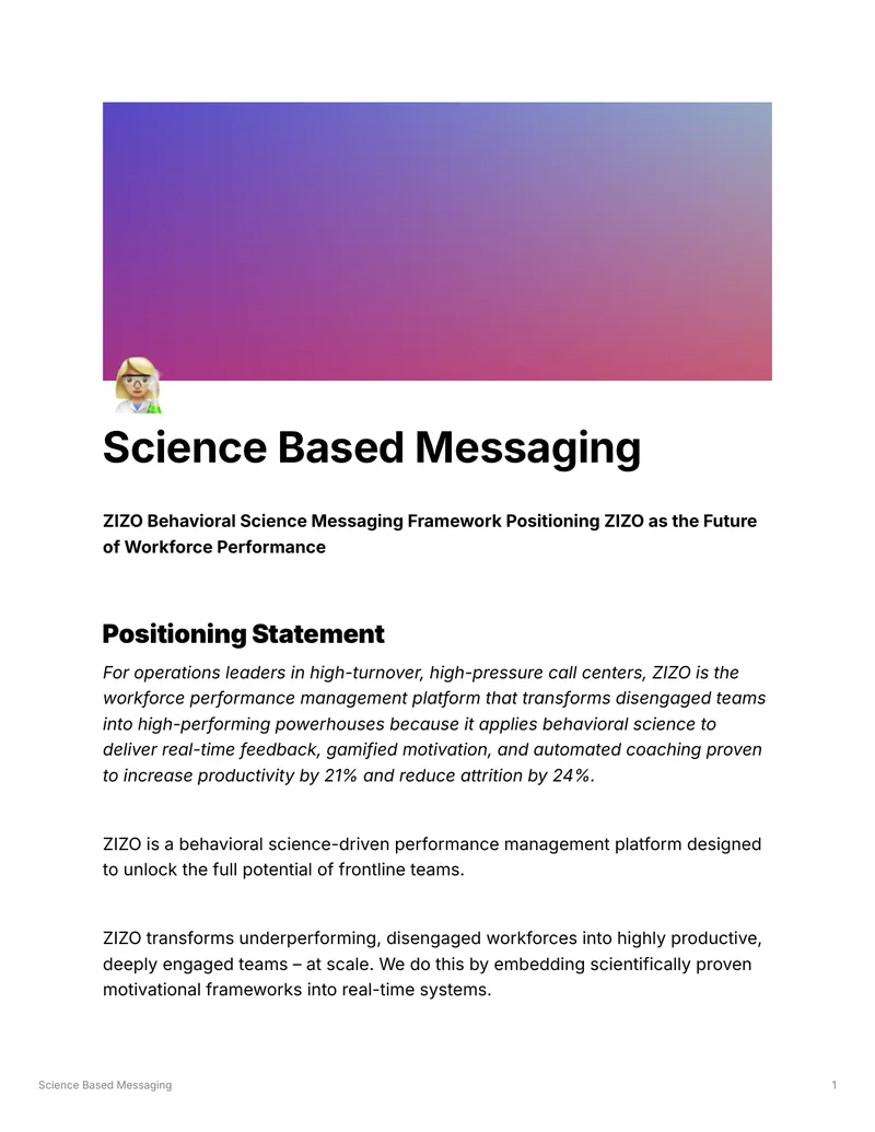 ZIZO Behavioral Science Messaging Framework