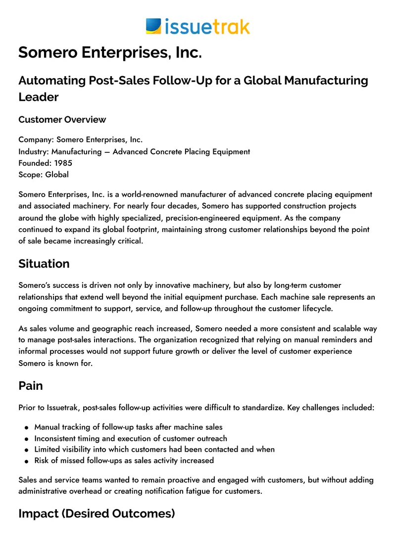 Automating Post-Sales Follow-Up for Manufacturing