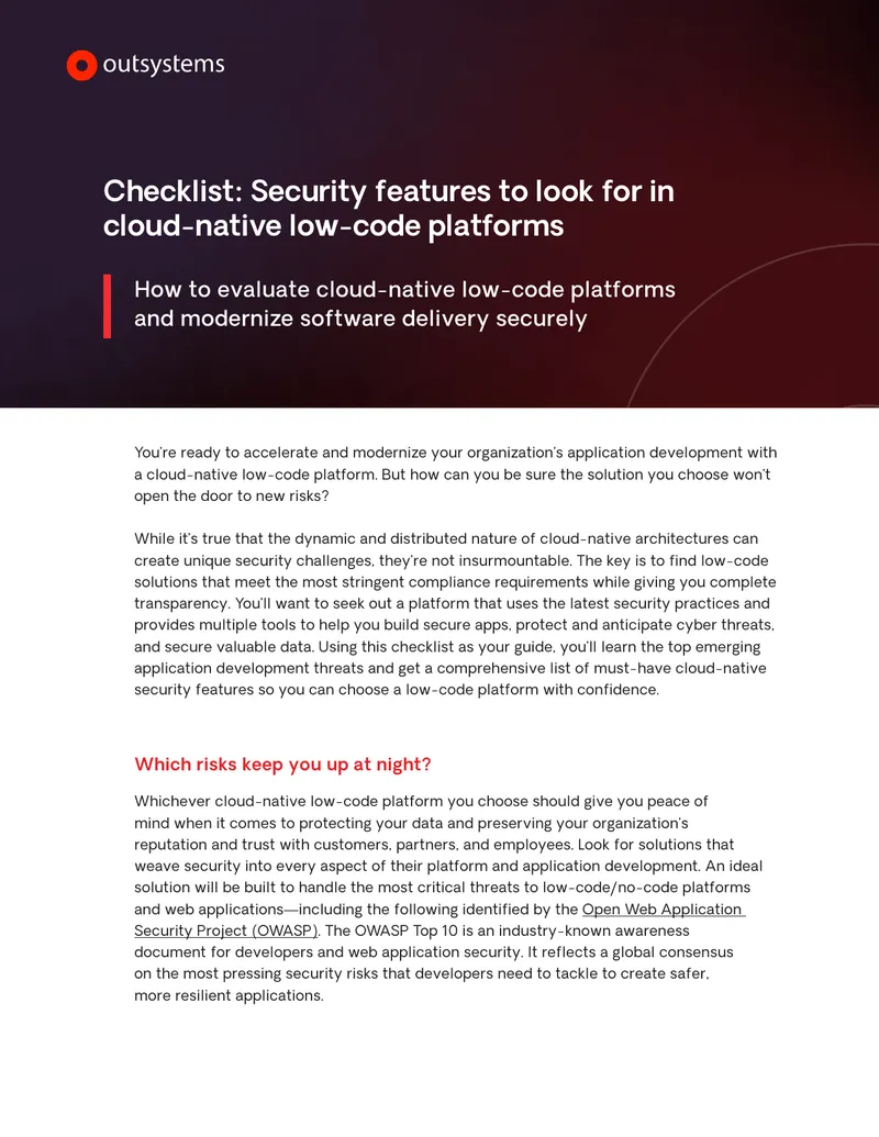 Checklist for Security Features in Cloud-Native Low-Code Platforms