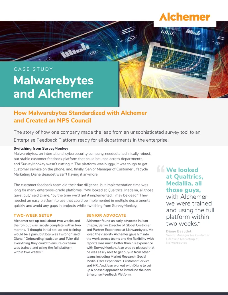 Malwarebytes Case Study on Alchemer Implementation