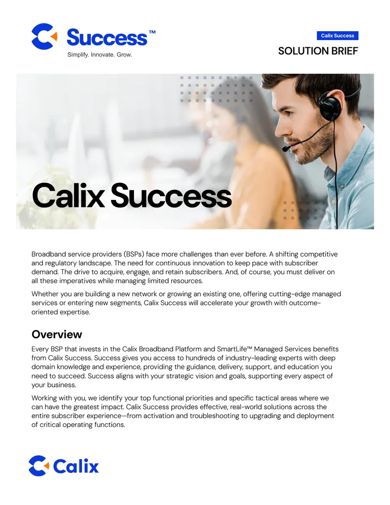Calix Success Solution Brief Overview