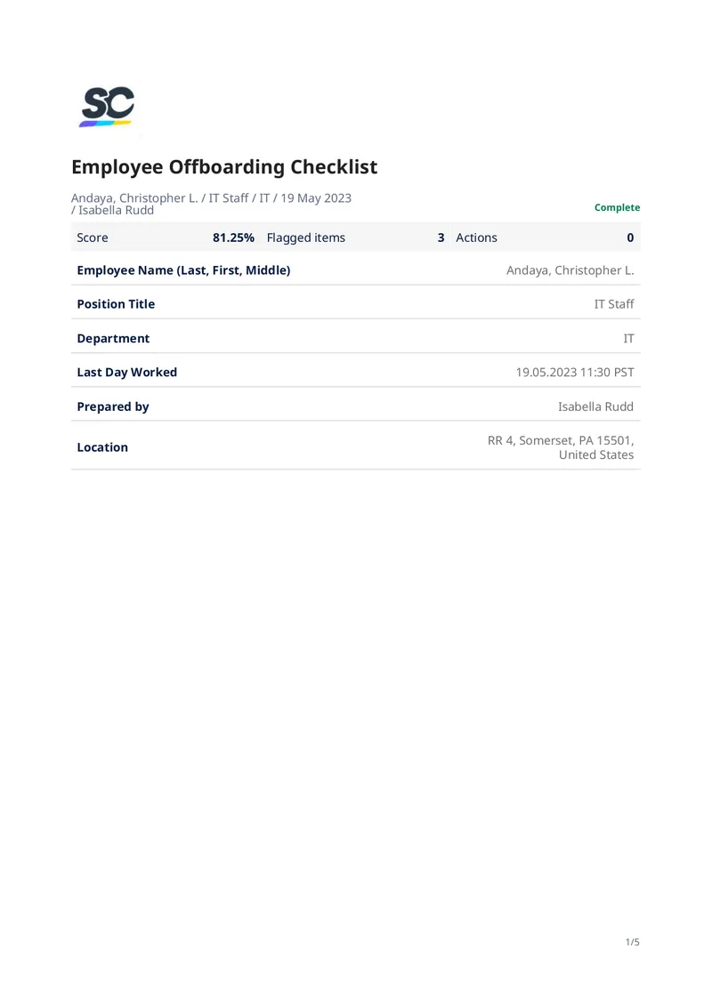 Employee Offboarding Checklist for IT Staff