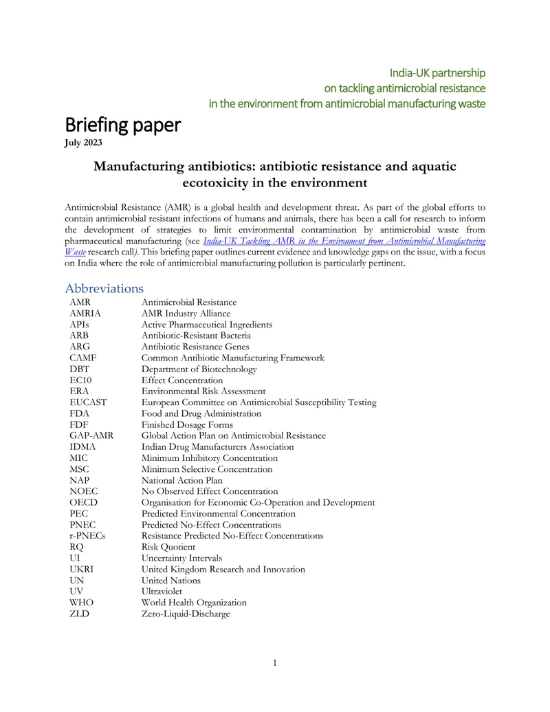 India-UK Partnership on Antimicrobial Resistance Management