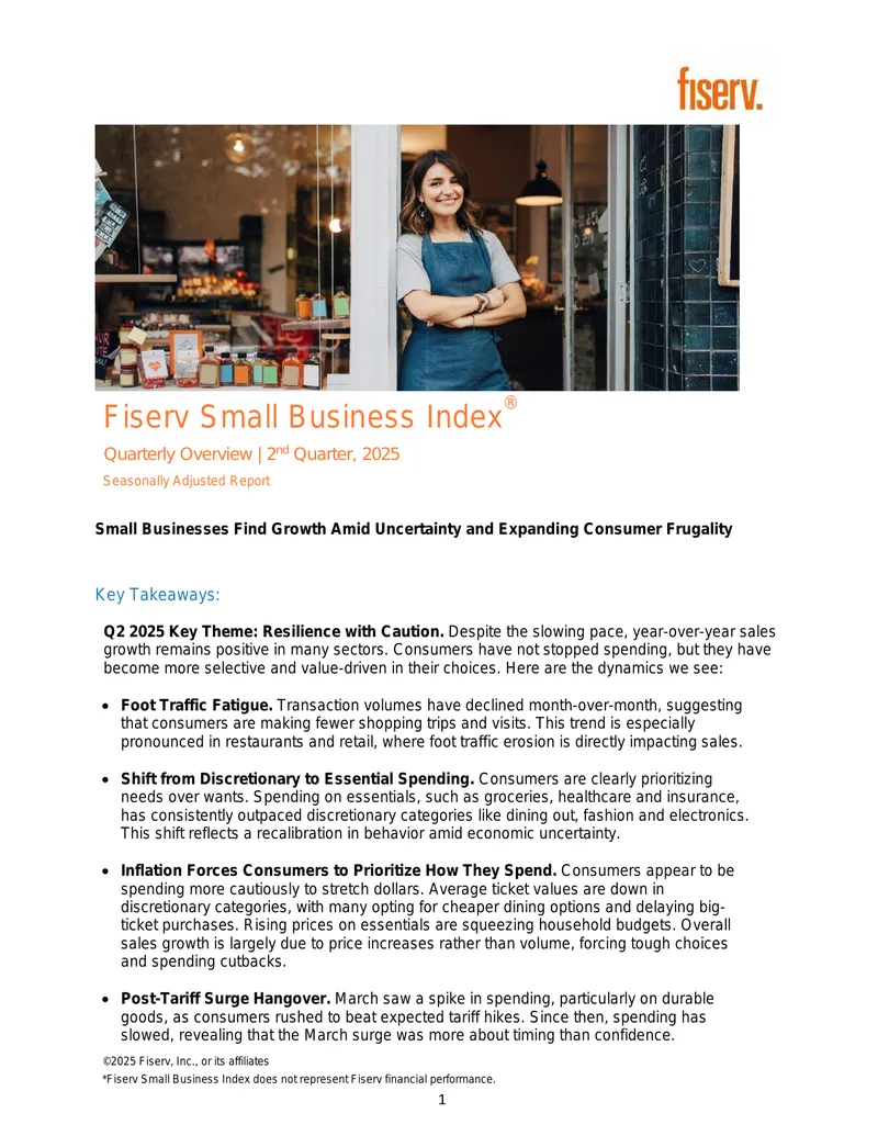 Fiserv Small Business Index Q2 2025 Report