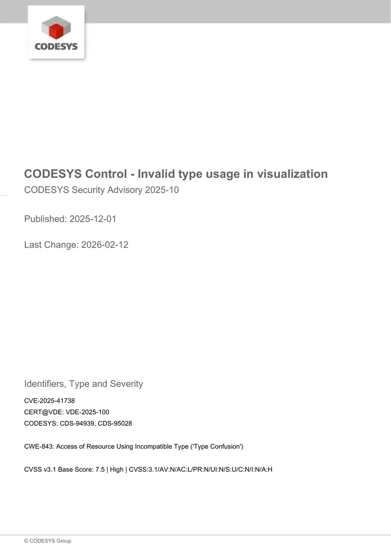 CODESYS Control Security Advisory 2025-10