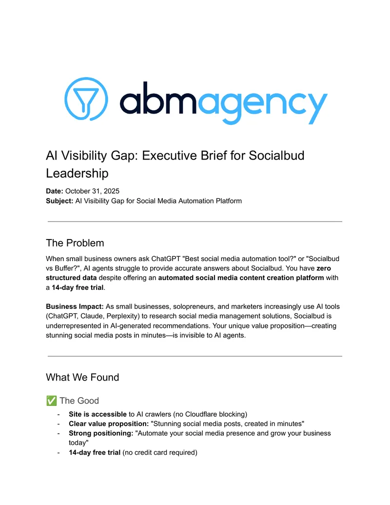 AI Visibility Gap for Social Media Automation Platform