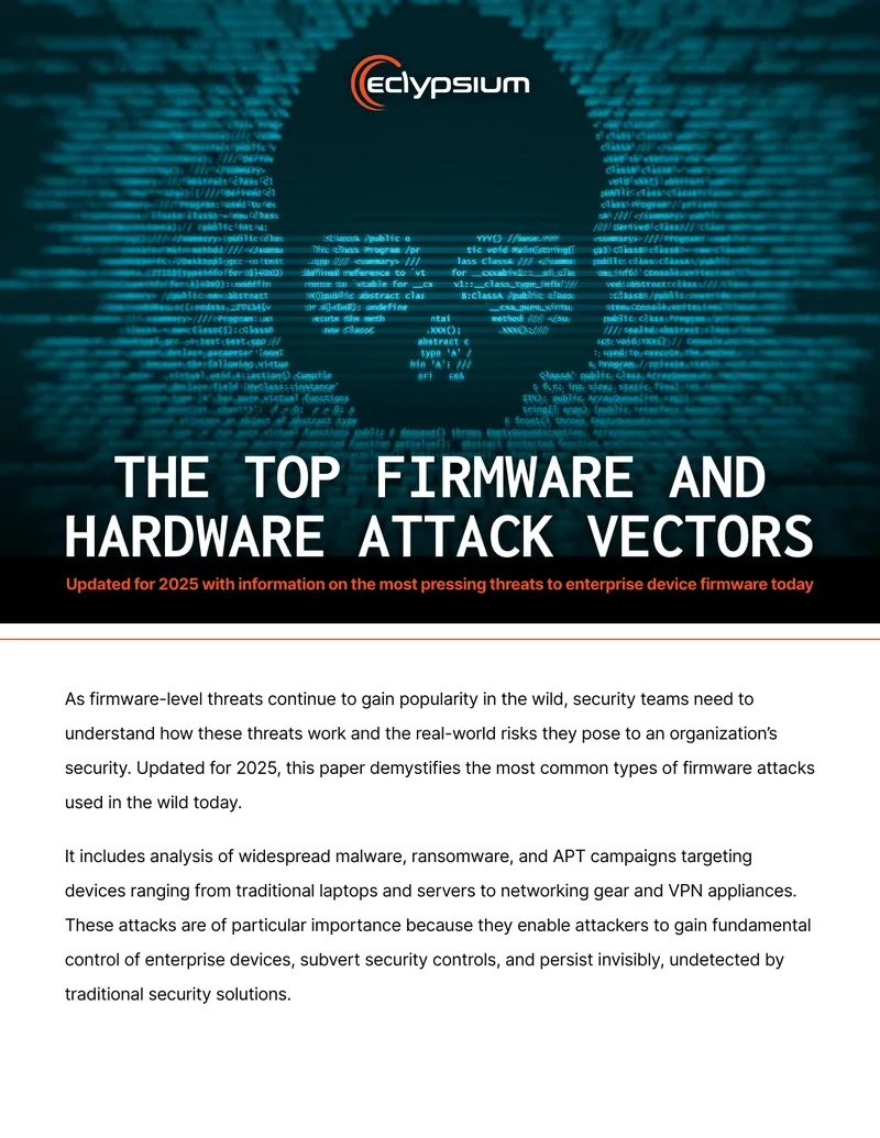 Top Firmware and Hardware Attack Vectors Analysis