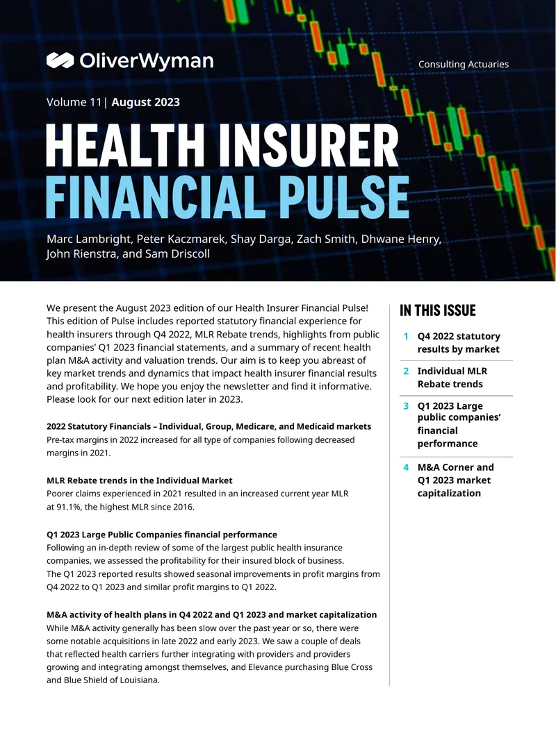 Health Insurer Financial Pulse August 2023 Edition