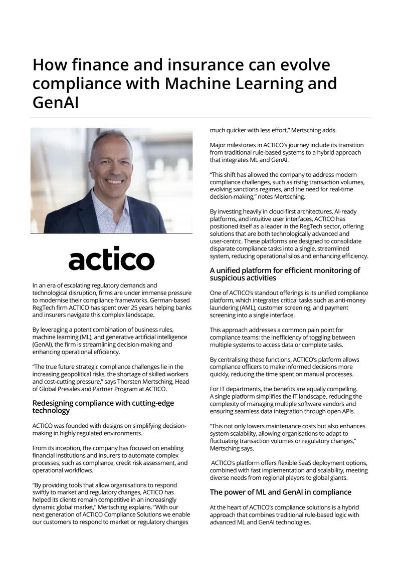 Evolving Compliance in Finance and Insurance with Technology