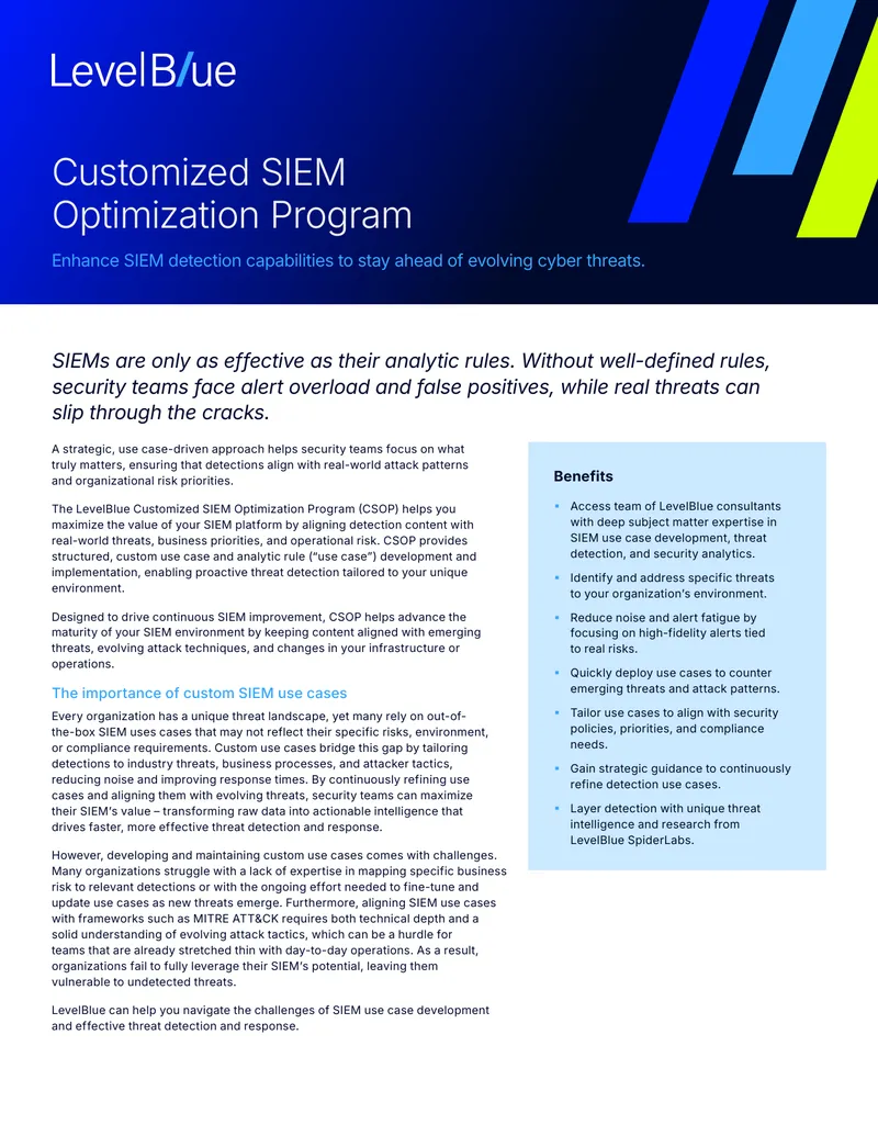 Customized SIEM Optimization Program Overview