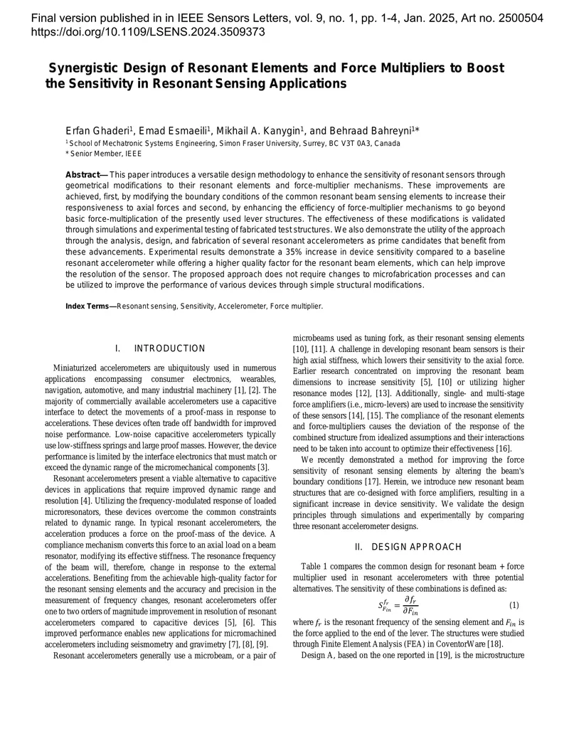 Design Methodology for Enhanced Sensitivity in Resonant Sensors