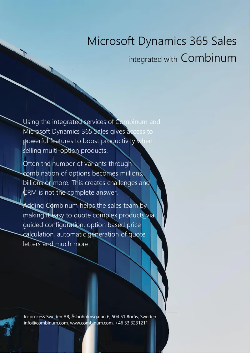 Integration of Combinum with Microsoft Dynamics 365 Sales
