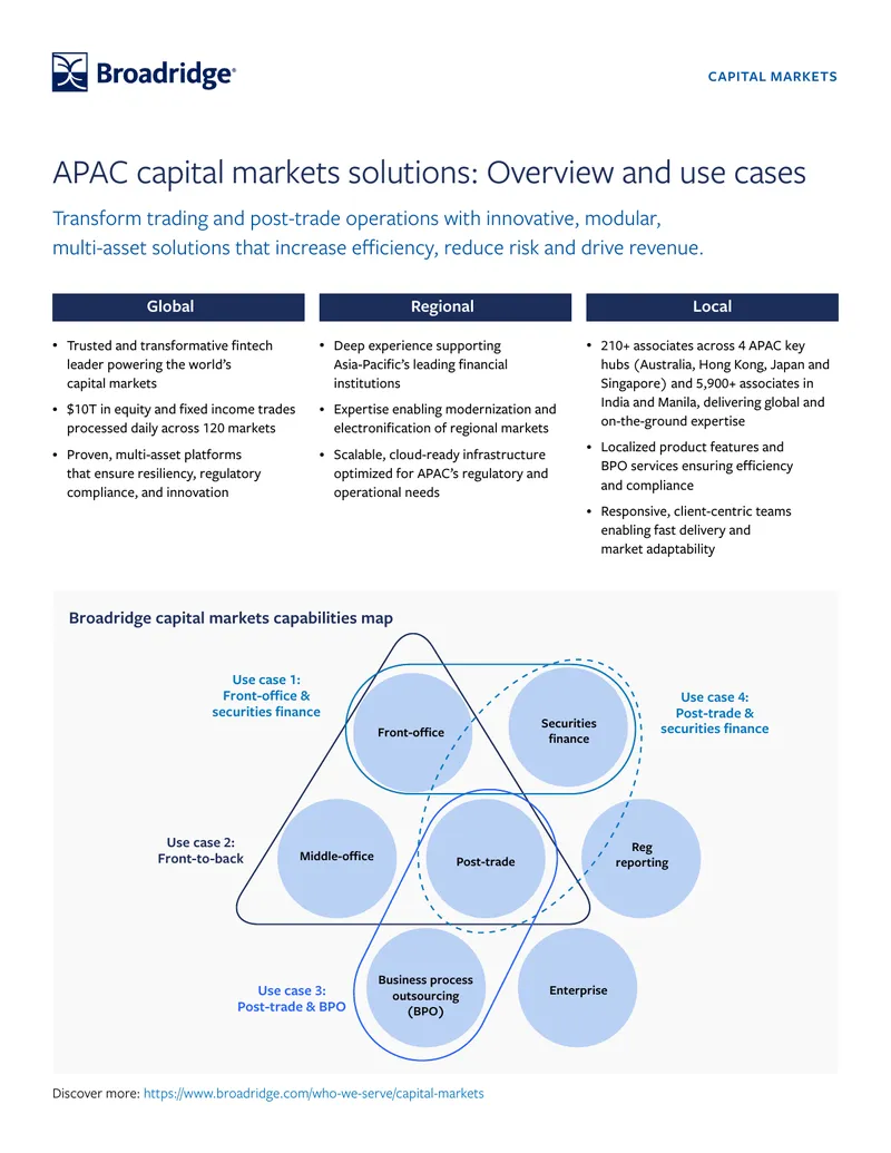 APAC Capital Markets Solutions Use Cases