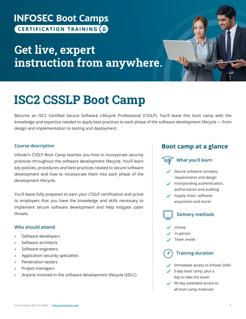 ISC2 CSSLP Boot Camp Training Overview