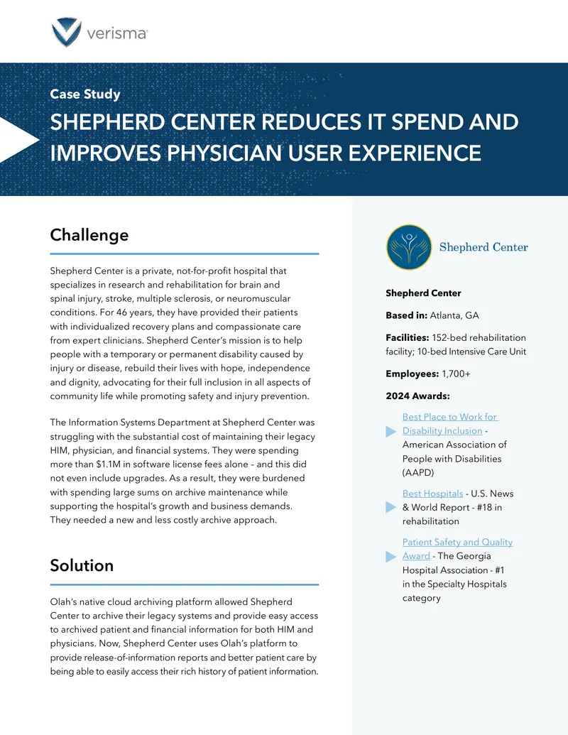 Shepherd Center IT Cost Reduction Case Study