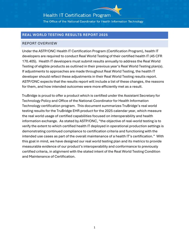 Real World Testing Results Report 2025