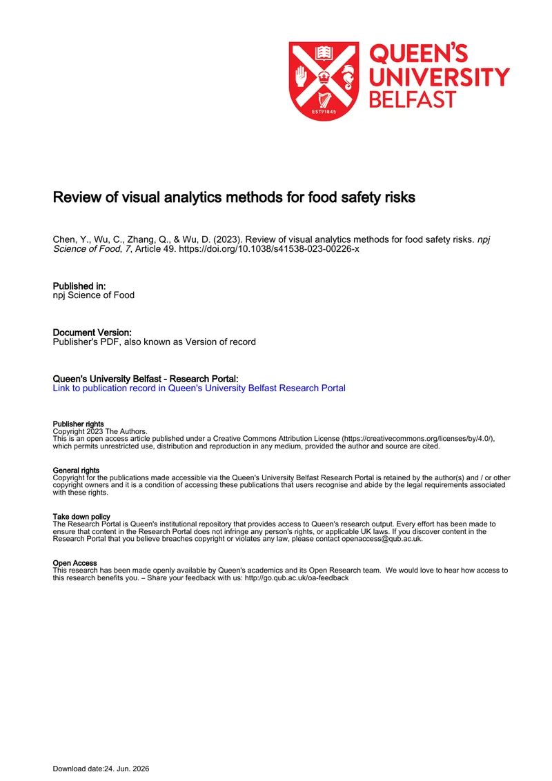 Visual Analytics Methods for Food Safety Risks