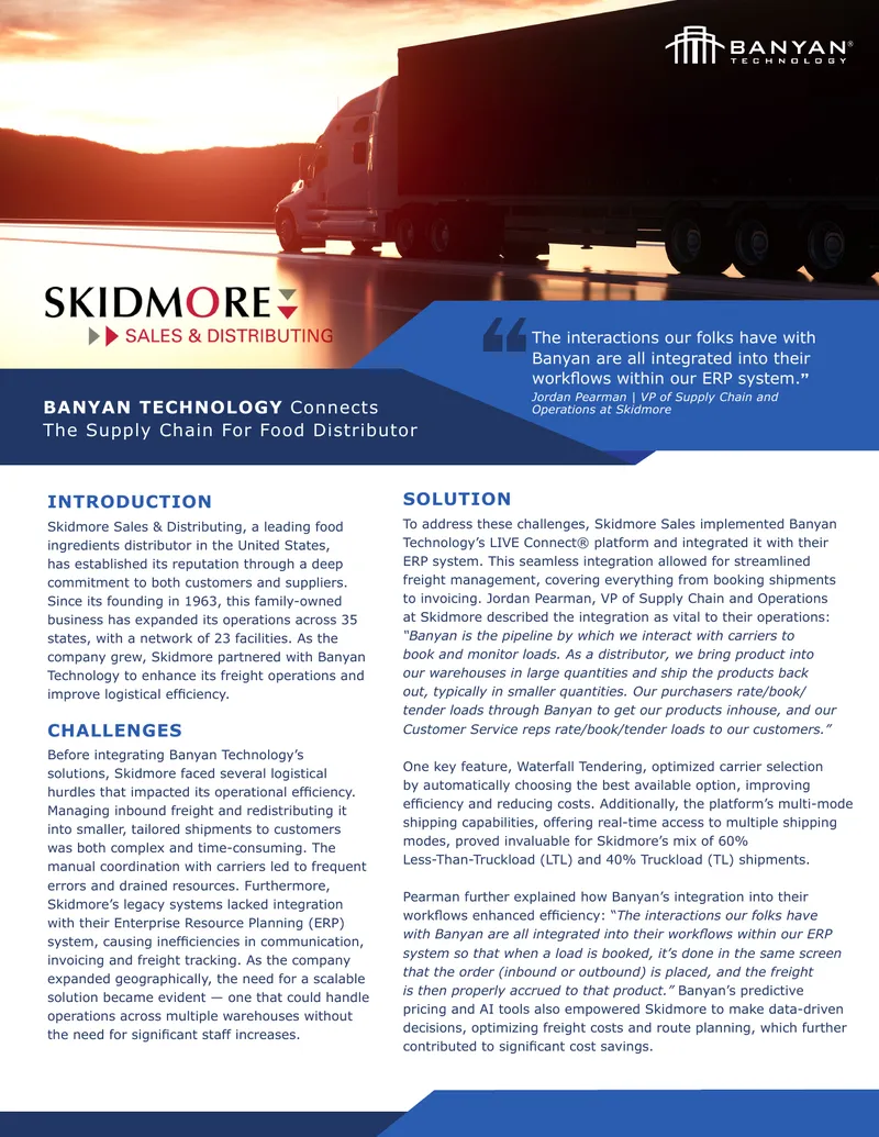 Banyan Technology Supply Chain Integration Case Study