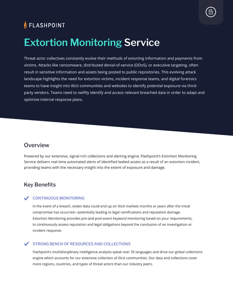 Extortion Monitoring Service Overview