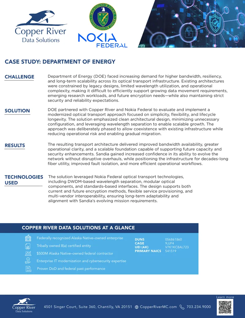 Department of Energy Optical Transport Case Study