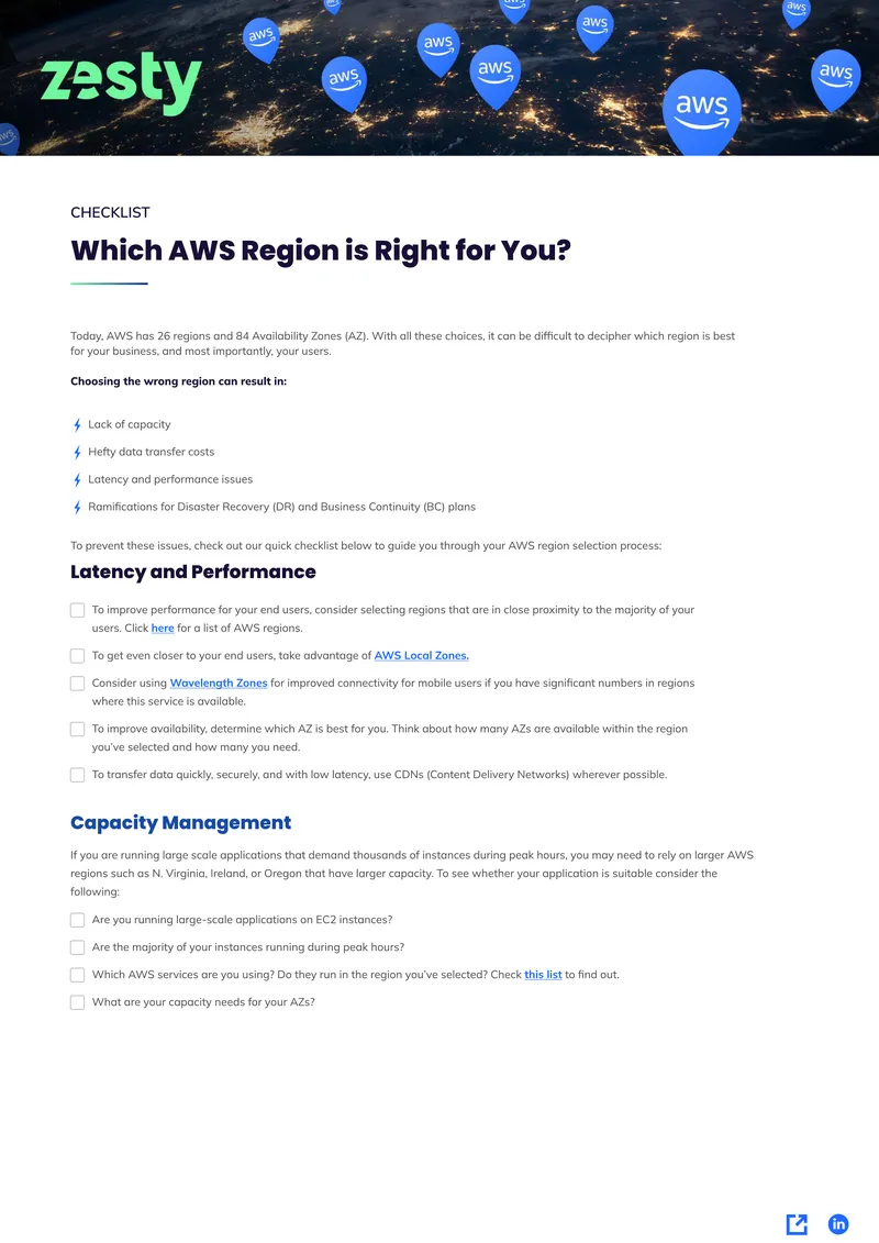 AWS Region Selection Process Checklist