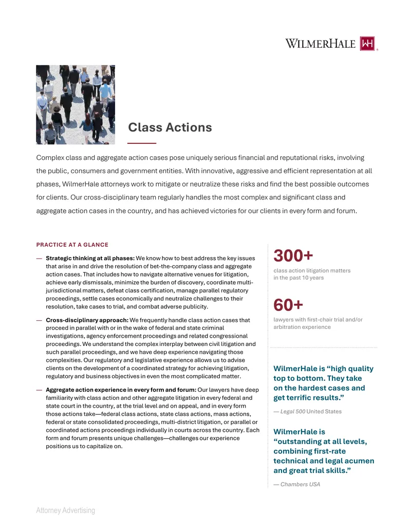 Class Action Litigation Practice Overview