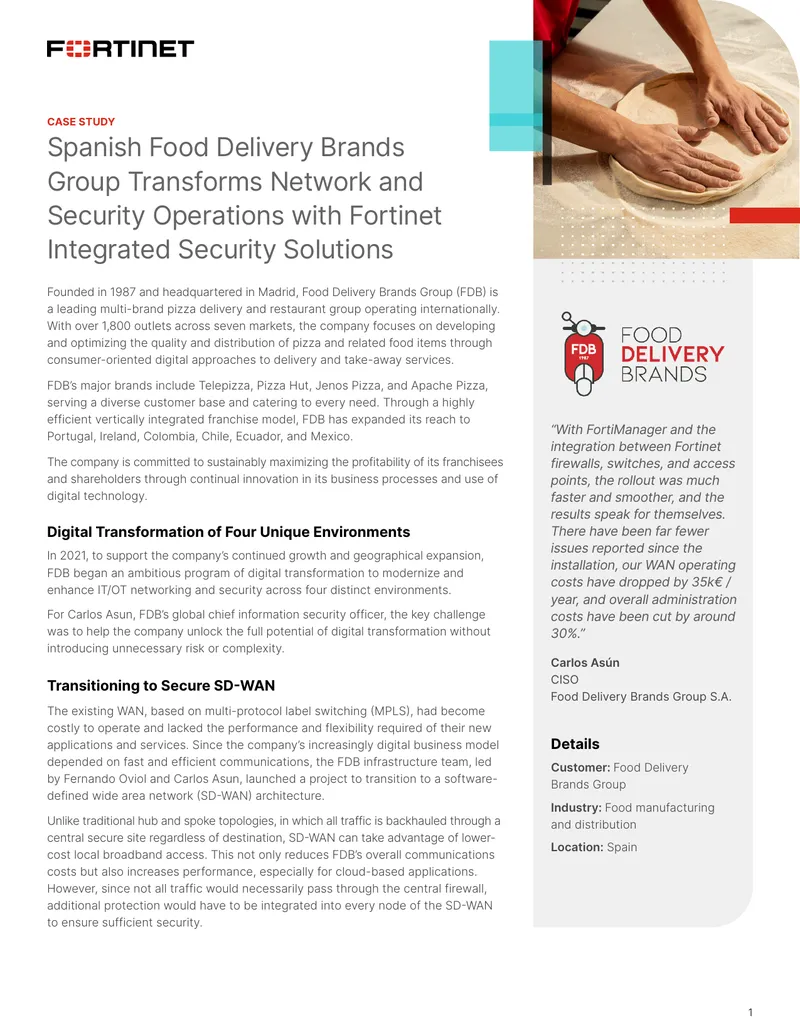 Digital Transformation and Network Security at Food Delivery Brands Group