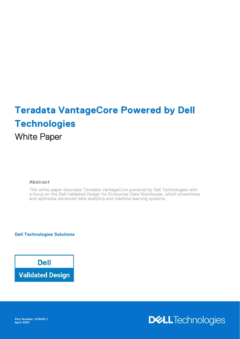 Teradata VantageCore Powered by Dell Technologies White Paper