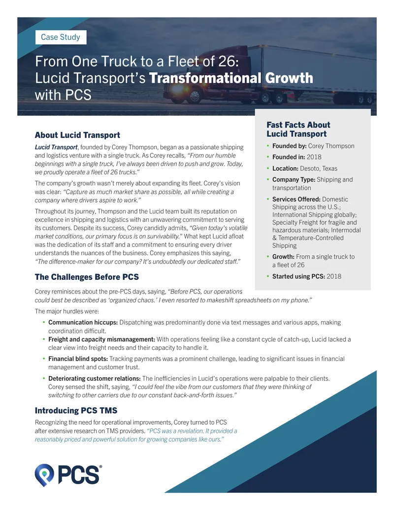Lucid Transport's Growth Journey with PCS Software