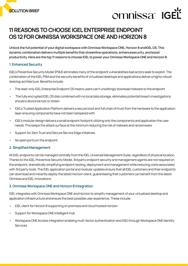 IGEL Enterprise Endpoint OS for Omnissa Workspace ONE and Horizon 8