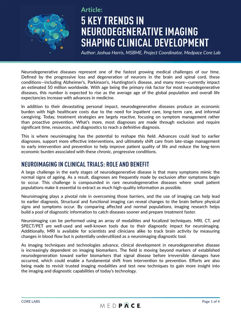 Key Trends in Neurodegenerative Imaging for Clinical Development