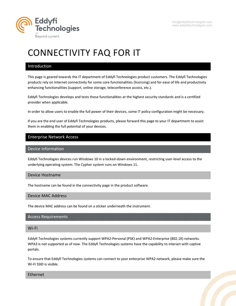 Connectivity FAQ for IT Department