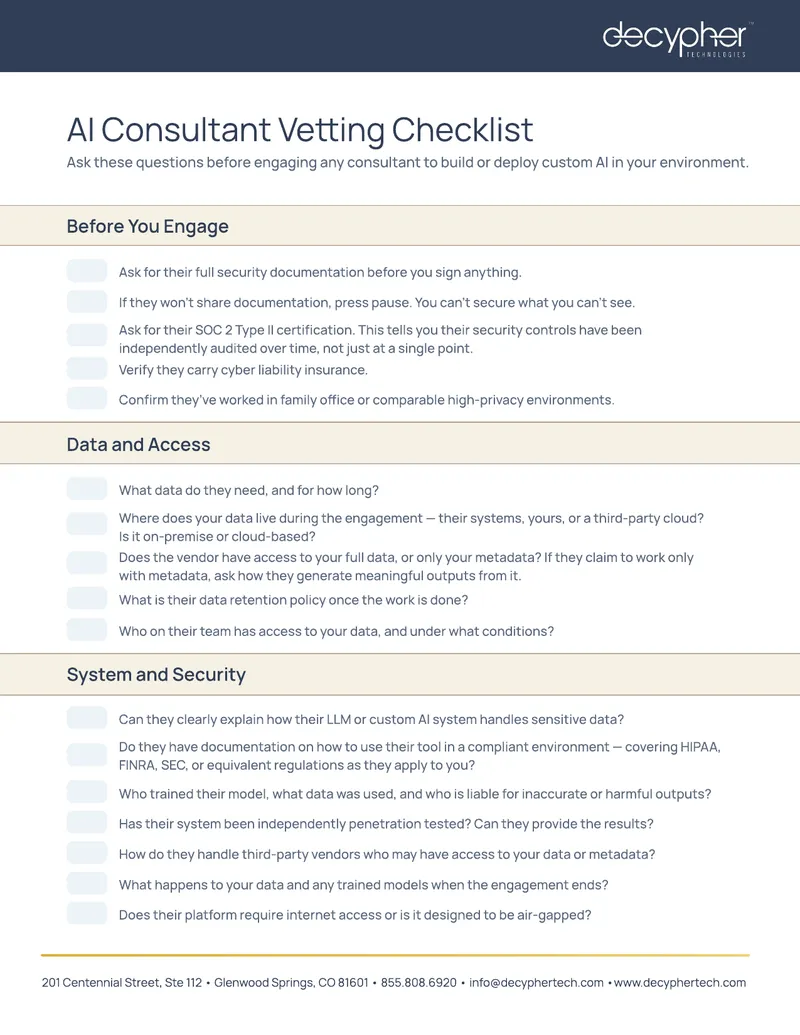 AI Consultant Vetting Checklist