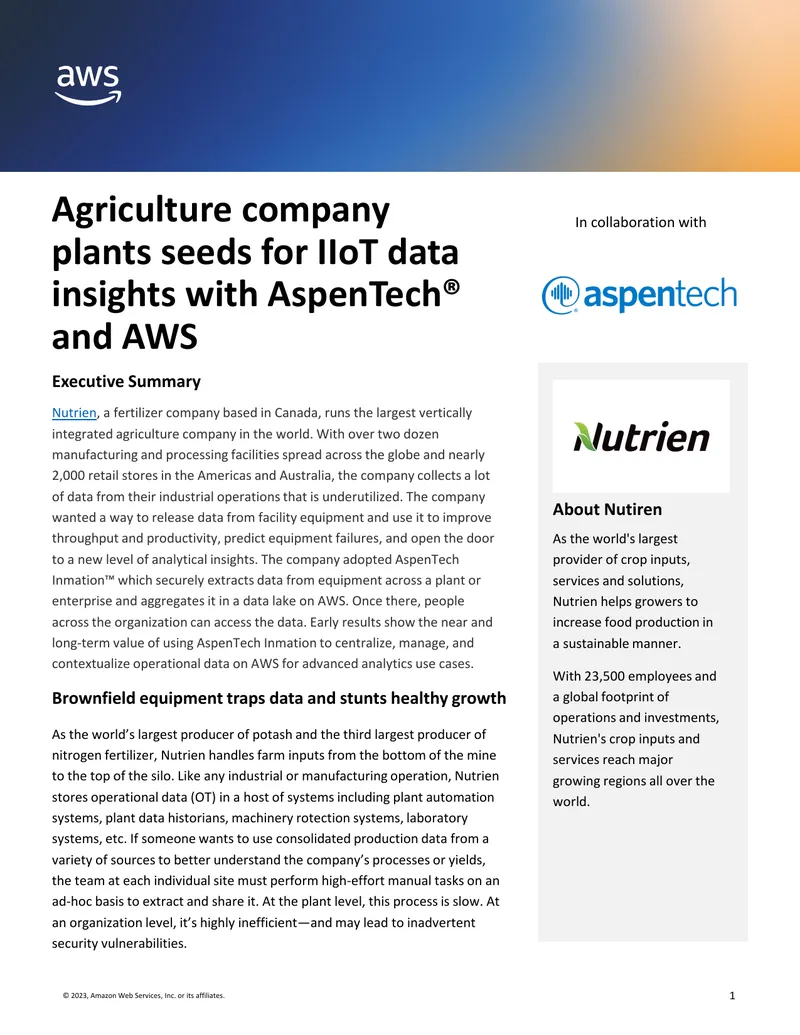 Nutrien Implements AspenTech Inmation for Data Insights