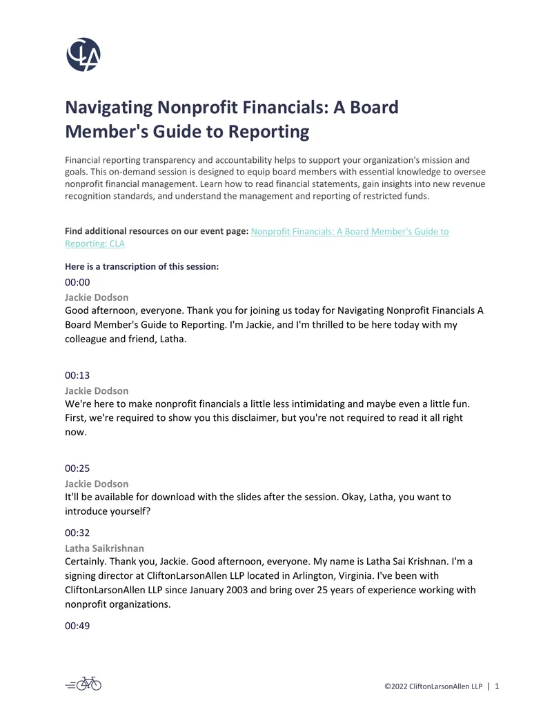 Navigating Nonprofit Financials for Board Members