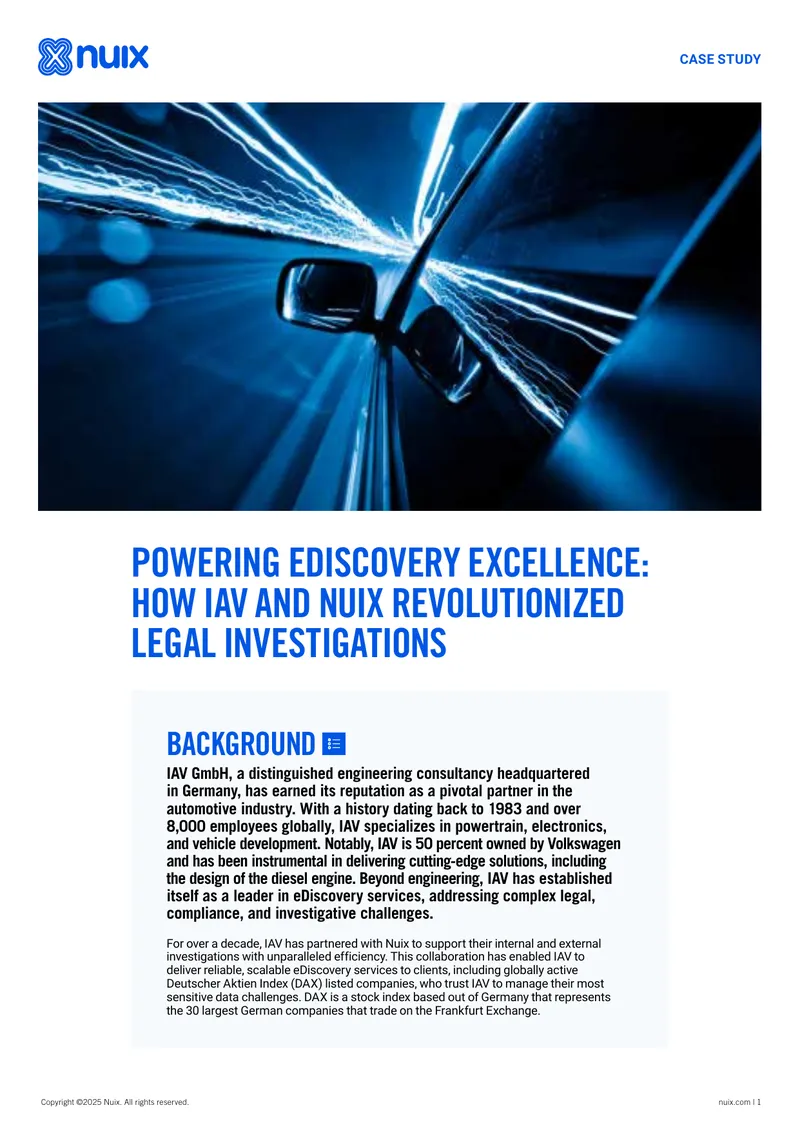 IAV and Nuix Partnership in eDiscovery Services