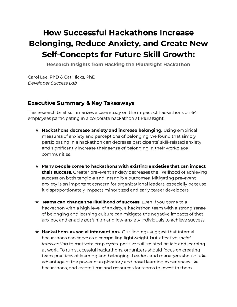 Impact of Hackathons on Employee Well-Being and Skill Development