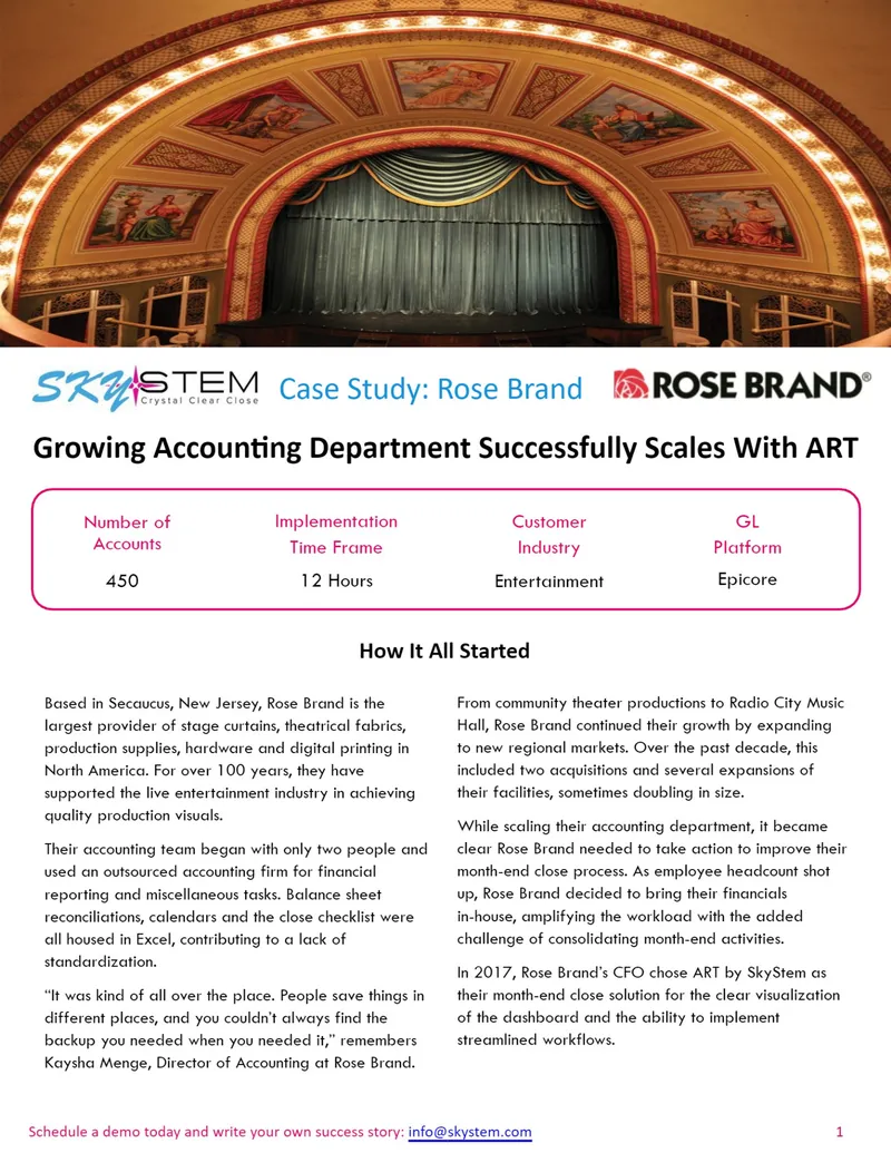 Rose Brand Accounting Department Case Study