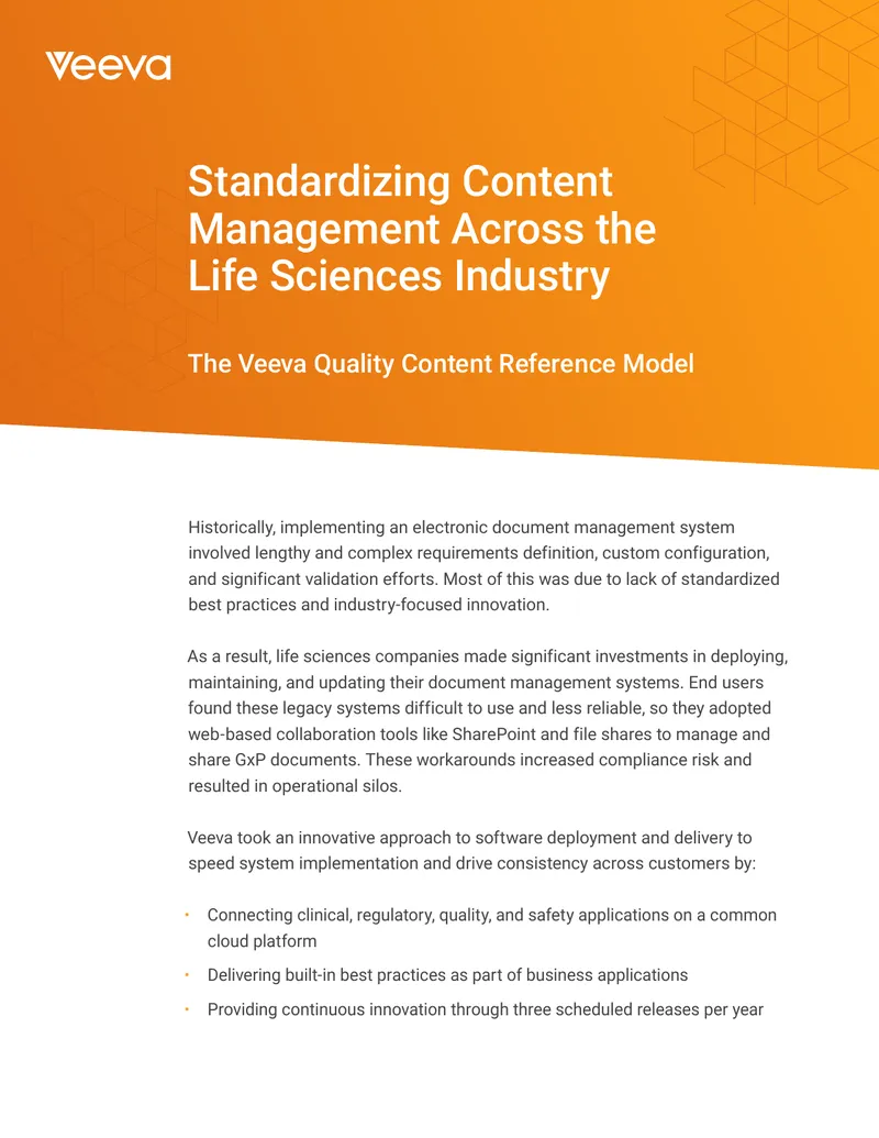 Veeva Quality Content Reference Model Overview