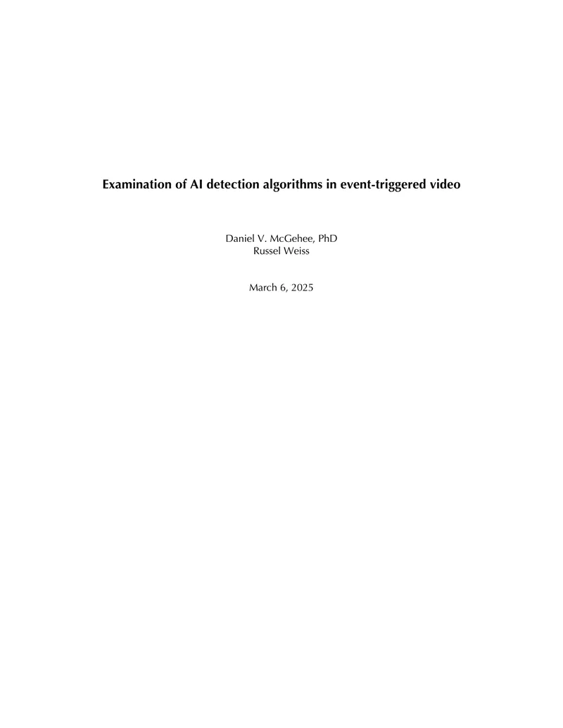 Evaluation of AI Detection Algorithms for Video Systems