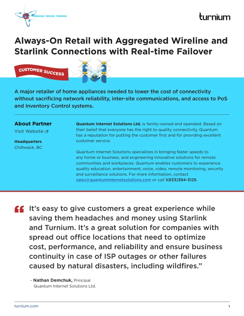 Always-On Retail with Aggregated Wireline and Starlink Connections