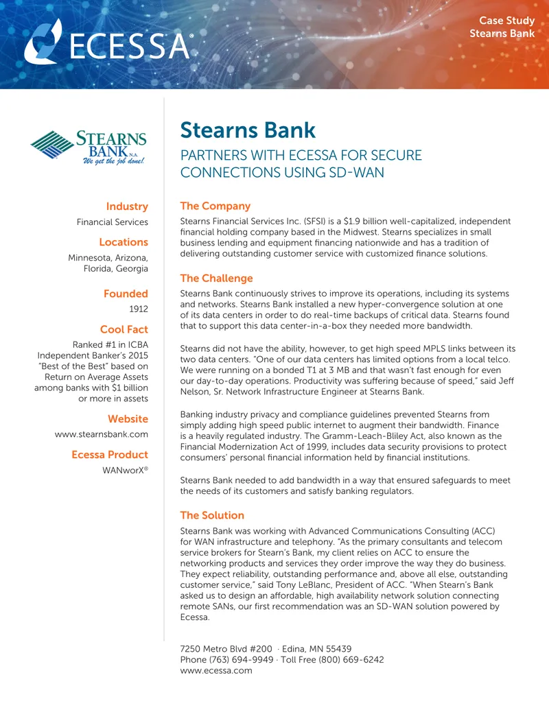 Stearns Bank SD-WAN Implementation Case Study