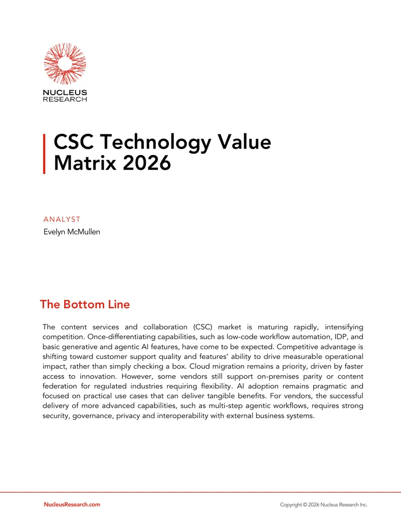 CSC Technology Value Matrix 2026