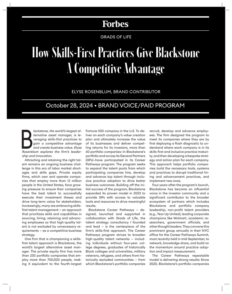 Blackstone's Skills-First Talent Management Approach