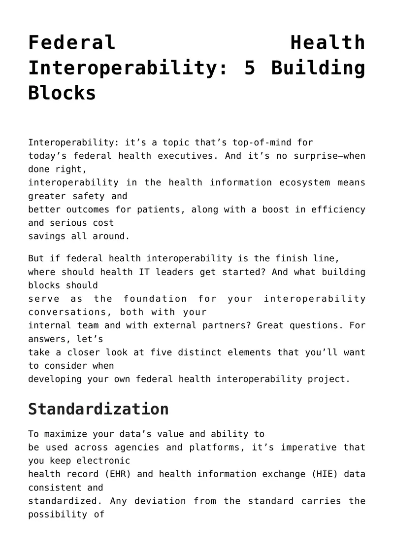 Federal Health Interoperability Building Blocks